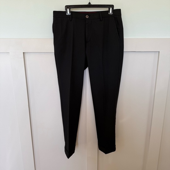Ballin Atwater Modern Pants Men’s 33 X 30 Black Cuffed Wool Blend Office Golf - Picture 2 of 8
